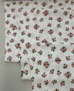 Medvilninis double gauze muslinas Baltos rožytės