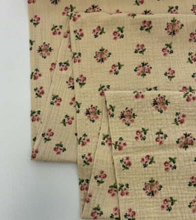 Medvilninis double gauze muslinas Smėlinės rožytės