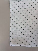 Medvilninis double gauze muslinas Baltas su žaliais taškiukais