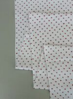 Medvilninis double gauze muslinas Baltas su raudonais taškiukais