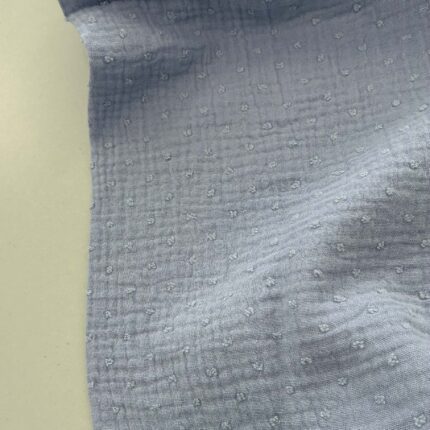 Medvilninis double gauze muslinas Melsvas su taškiukais