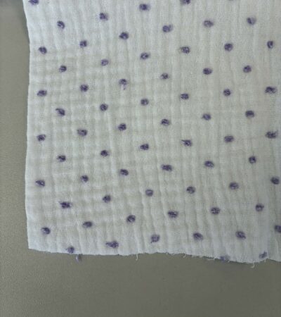 Medvilninis double gauze muslinas Baltas su alyviniais taškiukais