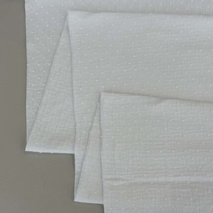 Medvilninis double gauze muslinas Baltas su taškiukais