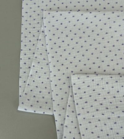 Medvilninis double gauze muslinas Baltas su alyviniais taškiukais