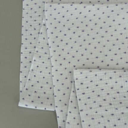 Medvilninis double gauze muslinas Baltas su alyviniais taškiukais