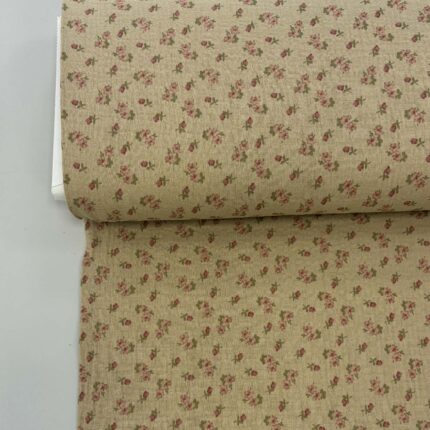 Medvilninis double gauze muslinas Smėlinis smulkios gėlytės