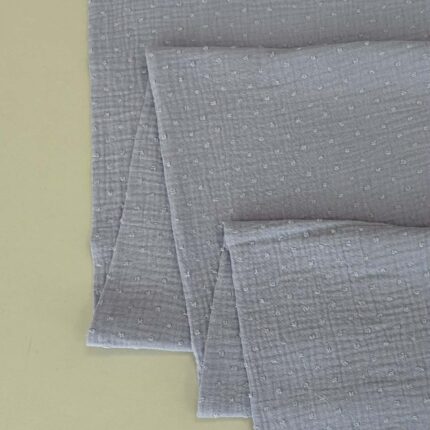 Medvilninis double gauze muslinas Melsvas su taškiukais