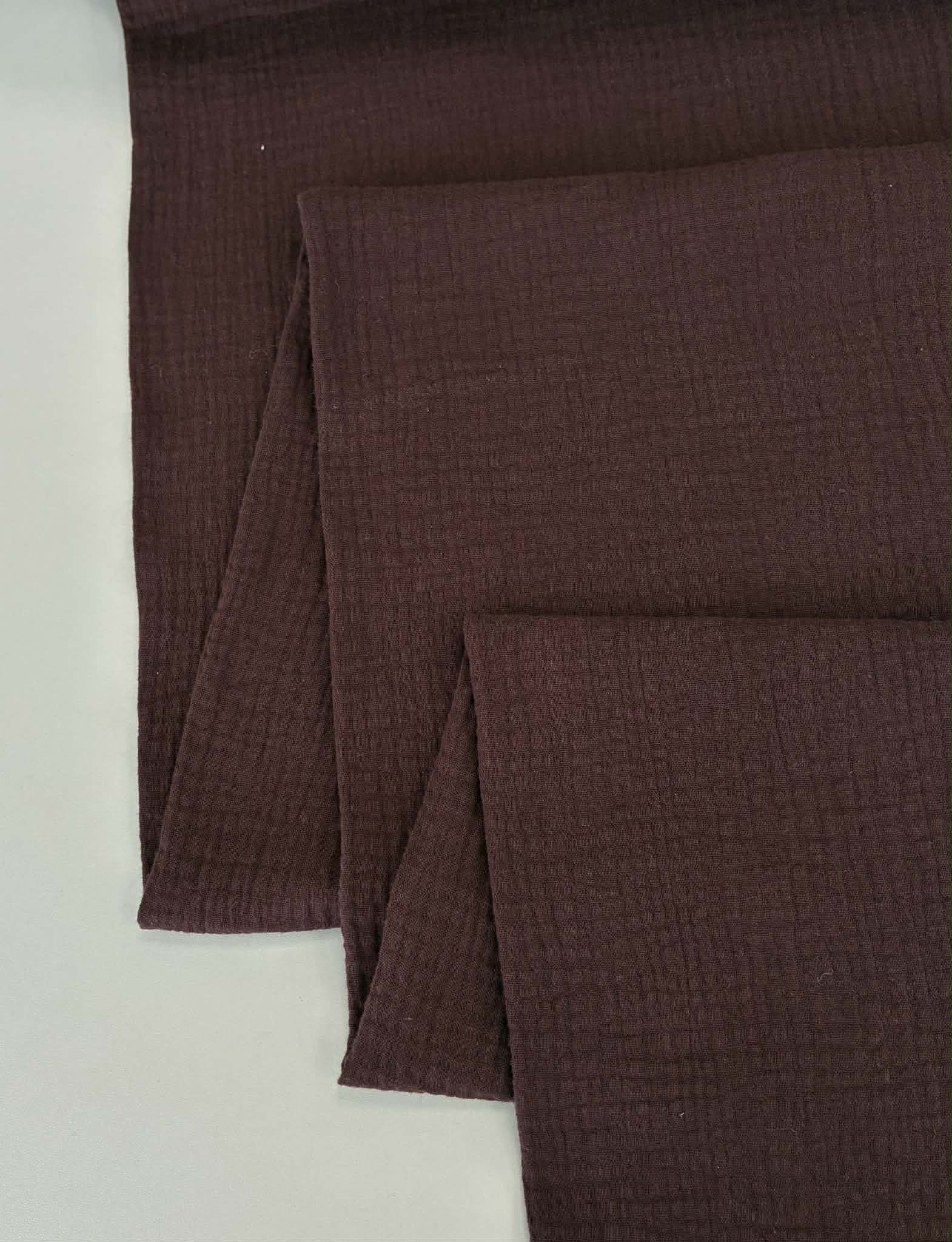 Medvilninis double gauze muslinas Bordo ruda Medvilninis double gauze muslinas Bordo ruda