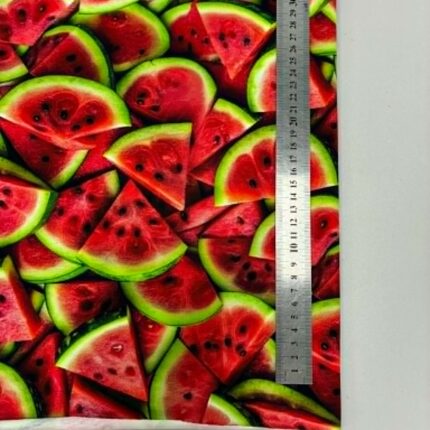 Jersio trikotažas su skaitmenine spauda Arbūzo riekelės