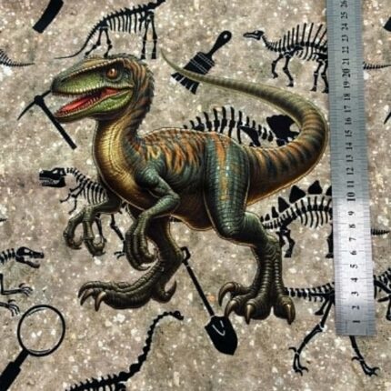 Kilpinio, skaitmeninės spaudos trikotažo panelė 45x50cm Dinozauras