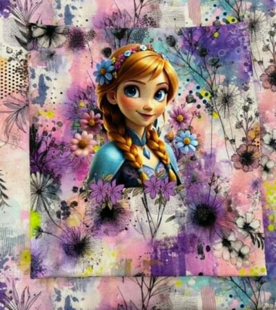 Kilpinio, skaitmeninės spaudos trikotažas, kilpinio trikotažo motyvo rinkinys Frozen Ana