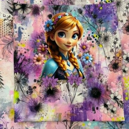 Kilpinio, skaitmeninės spaudos trikotažas, kilpinio trikotažo motyvo rinkinys Frozen Ana