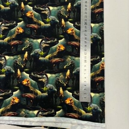 Jersio trikotažas su skaitmenine spauda Dinozaurai