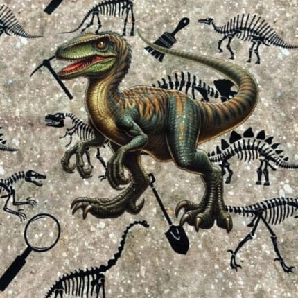 Kilpinio, skaitmeninės spaudos trikotažo panelė 45x50cm Dinozauras
