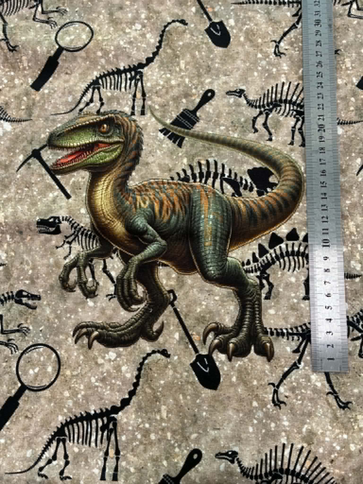 Kilpinio, skaitmeninės spaudos trikotažo panelė 45x50cm Dinozauras
