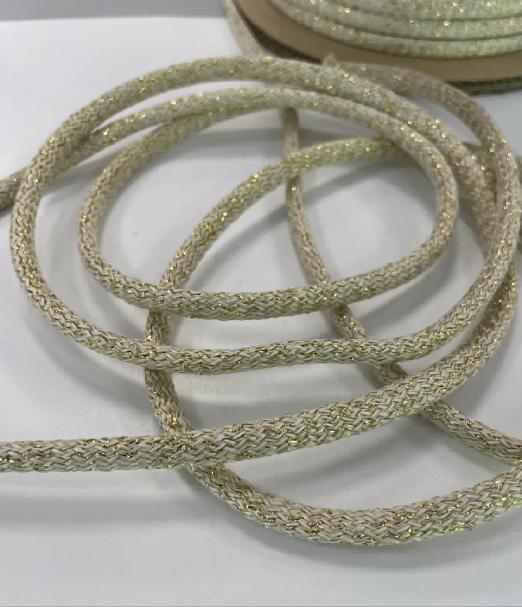 Sintetinė virvelė Blizganti auksinė, 7 mm Sintetinė virvelė Blizganti auksinė, 7 mm