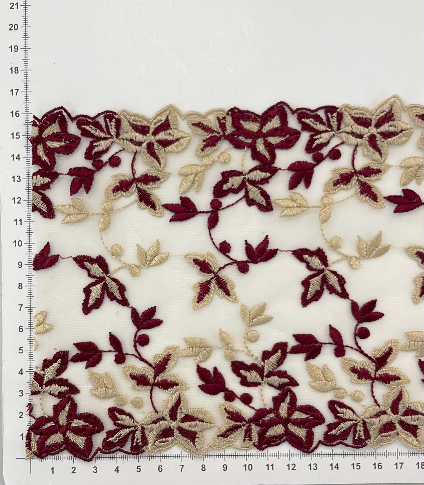 Elastinis nėrinys Bordo gėlės GIP-127