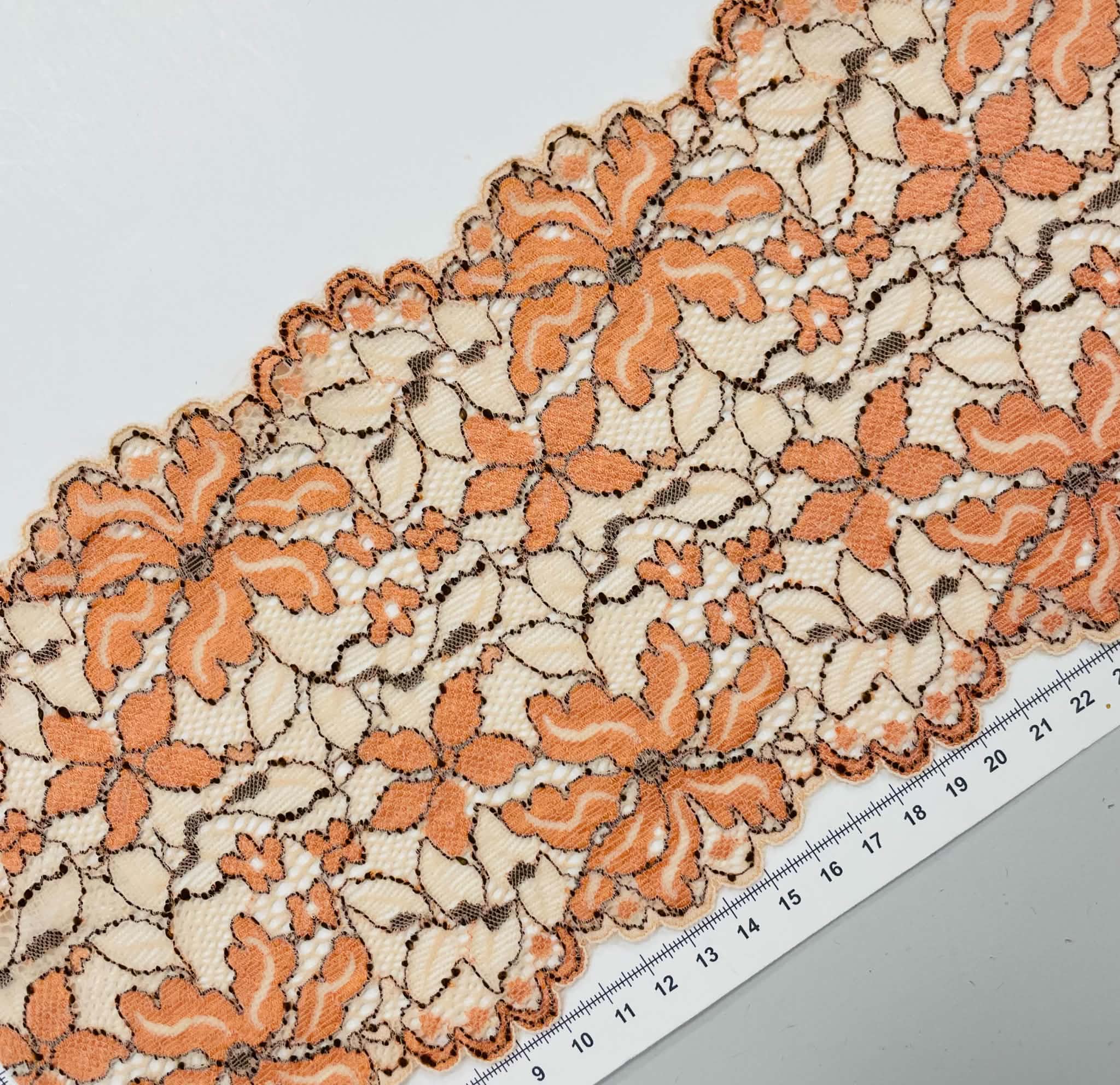 Elastinis nėrinys Oranžinės gėlės GIP-105