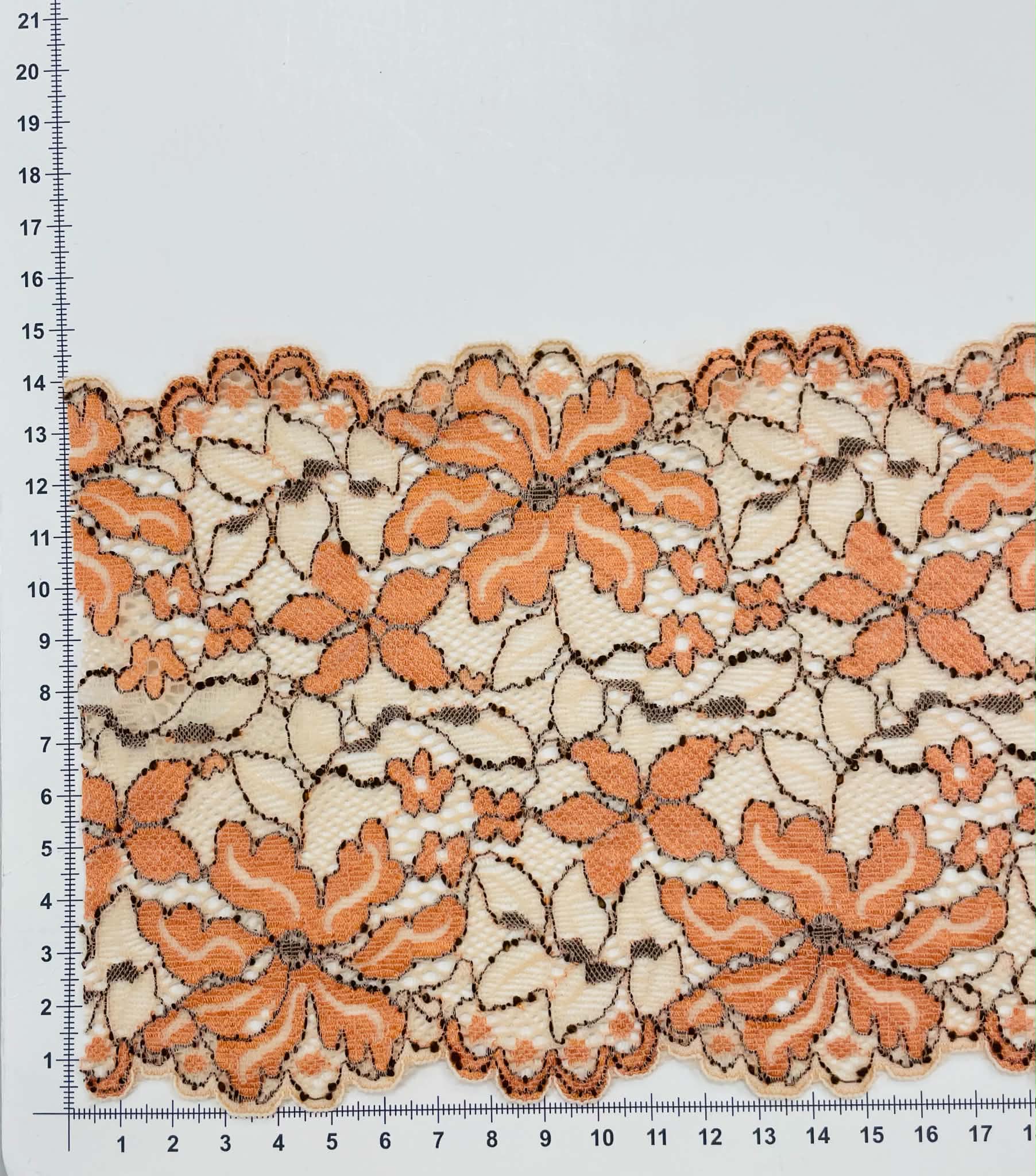 Elastinis nėrinys Oranžinės gėlės GIP-105 Elastinis nėrinys Oranžinės gėlės GIP-105