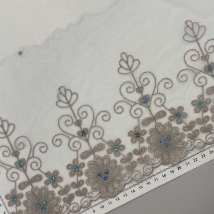 Elastinis nėrinys Pilki ornamentai GIP-131