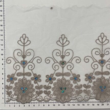 Elastinis nėrinys Pilki ornamentai GIP-131