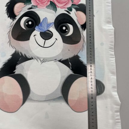 Jersio trikotažo su skaitmenine spauda panelė Linksma Panda