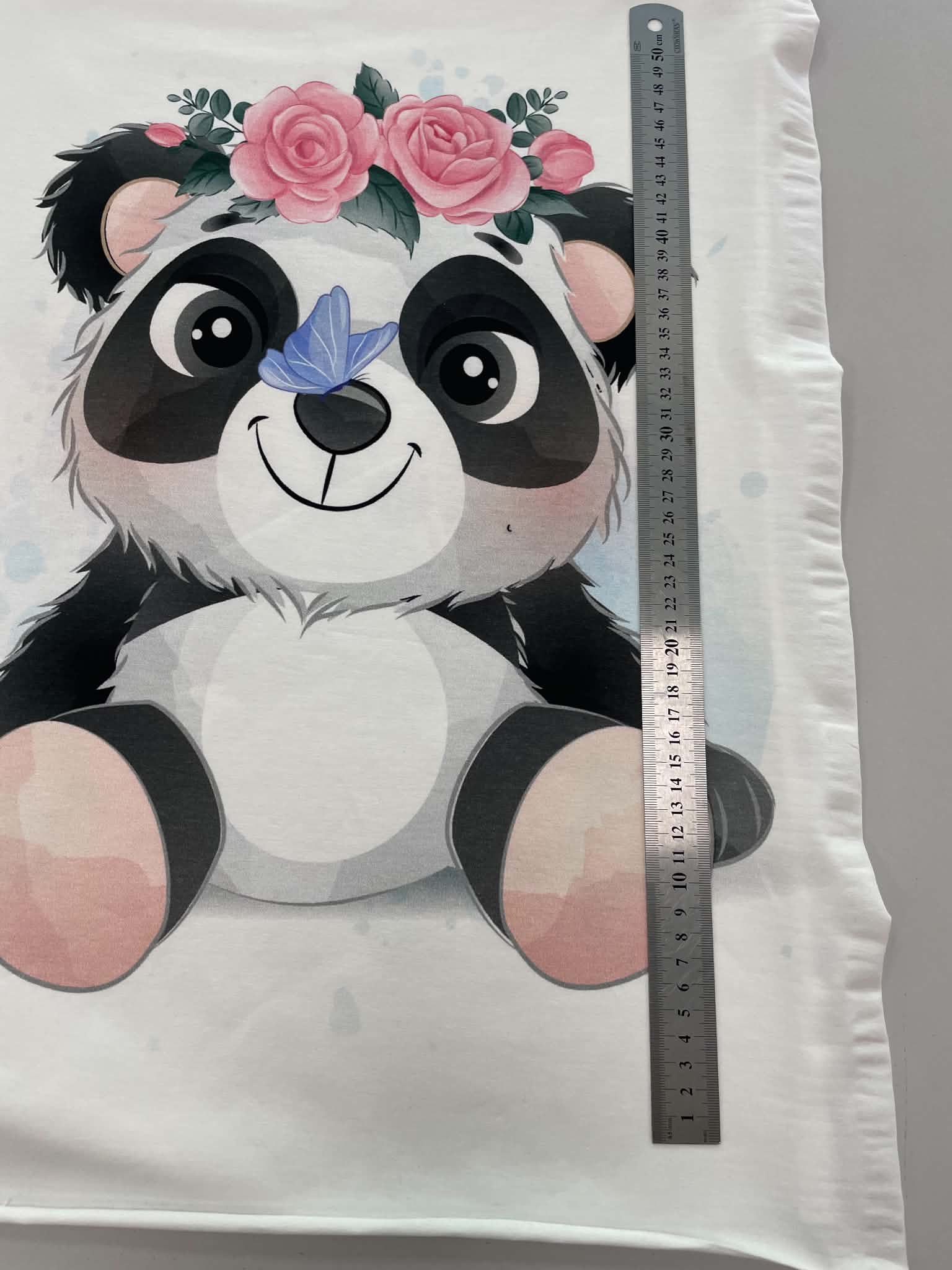 Jersio trikotažo su skaitmenine spauda panelė Linksma Panda