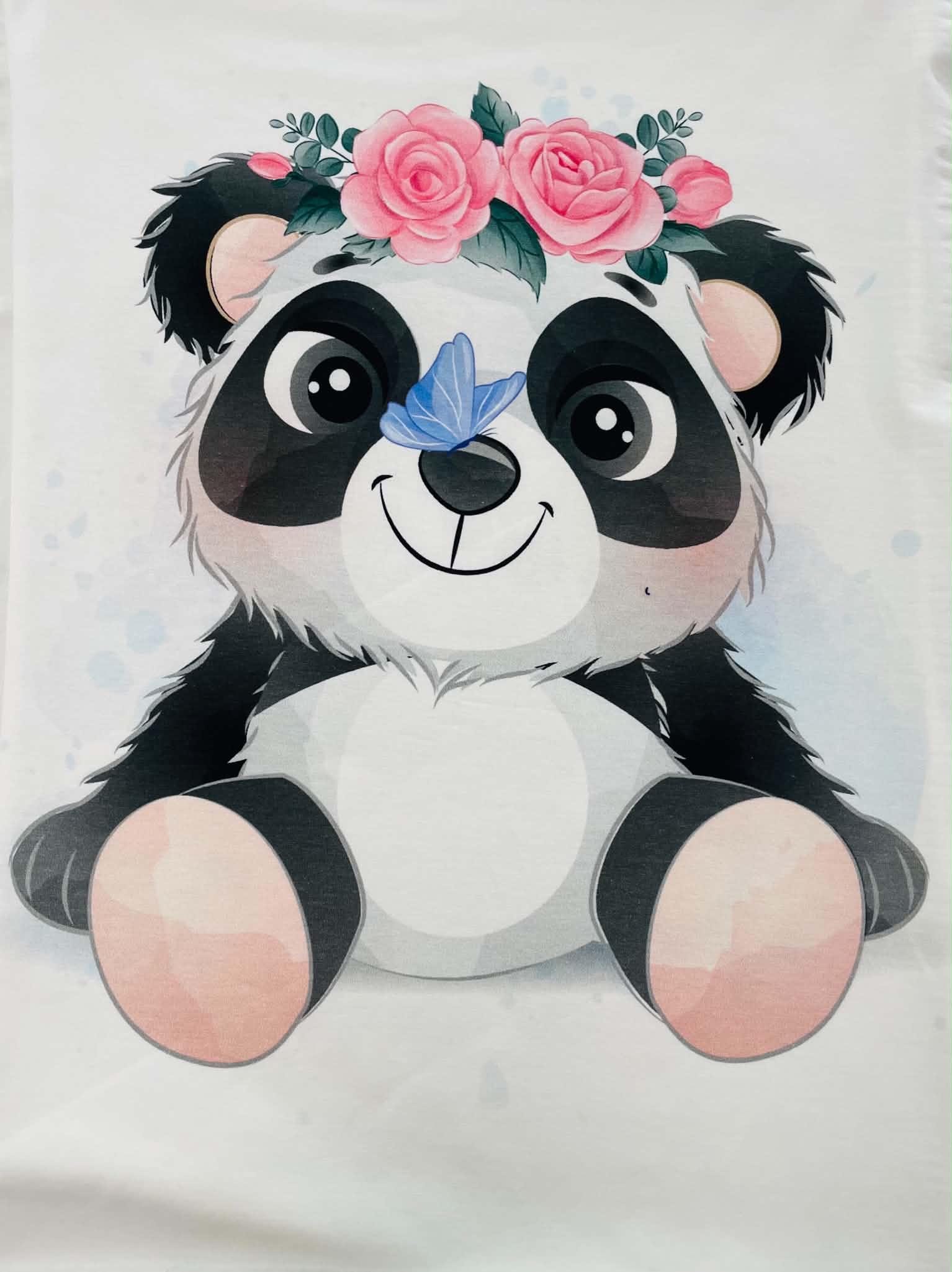 Jersio trikotažo su skaitmenine spauda panelė Linksma Panda Jersio trikotažo su skaitmenine spauda panelė Linksma Panda