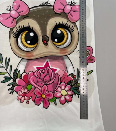 Jersio trikotažo su skaitmenine spauda panelė Pelėda su drugeliu