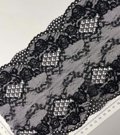 Elastinis nėrinys Juodas GIP-189