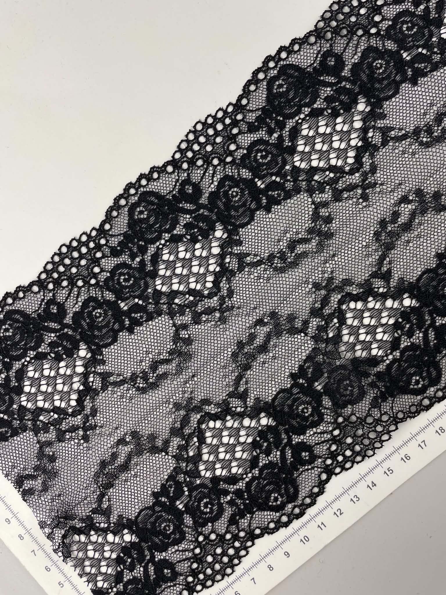 Elastinis nėrinys Juodas GIP-189
