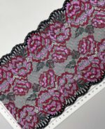 Elastinis nėrinys Juodas su rožėm GIP-175